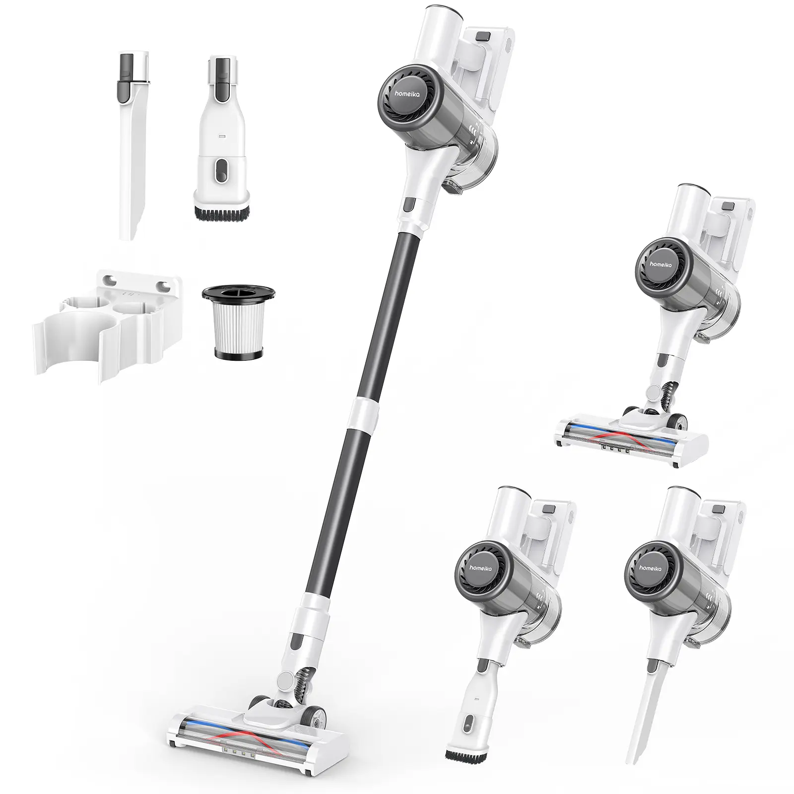 Power‑run cordless vacuum with 3 suction modes, detachable long‑life battery, LED brush head and handy accessories for full‑house one‑hand cleaning.