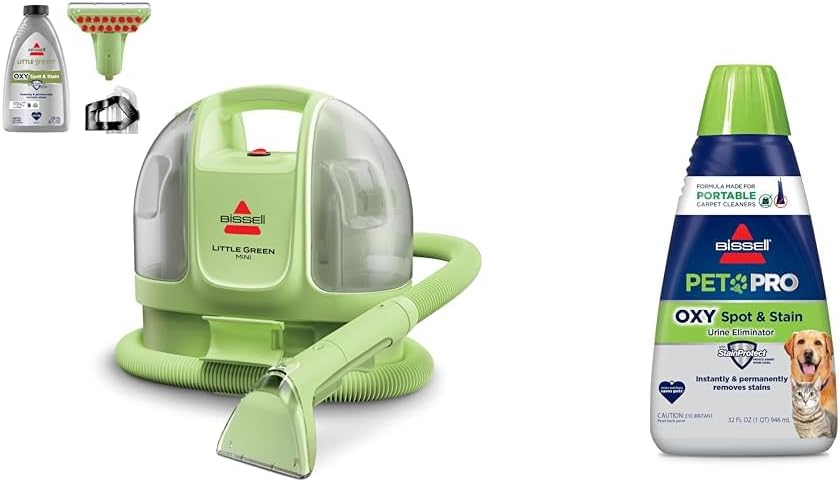 Compact multi‑surface spot cleaner removes pet stains, dirt and allergens from upholstery, car interiors and carpets, with handy accessories for easy home cleaning.