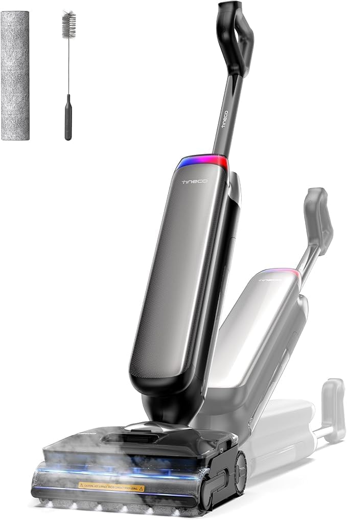 Smart cordless floor‑washer vacuum, stretch‑reach design, vacuums and mops hard floors in one pass for effortless household cleaning.