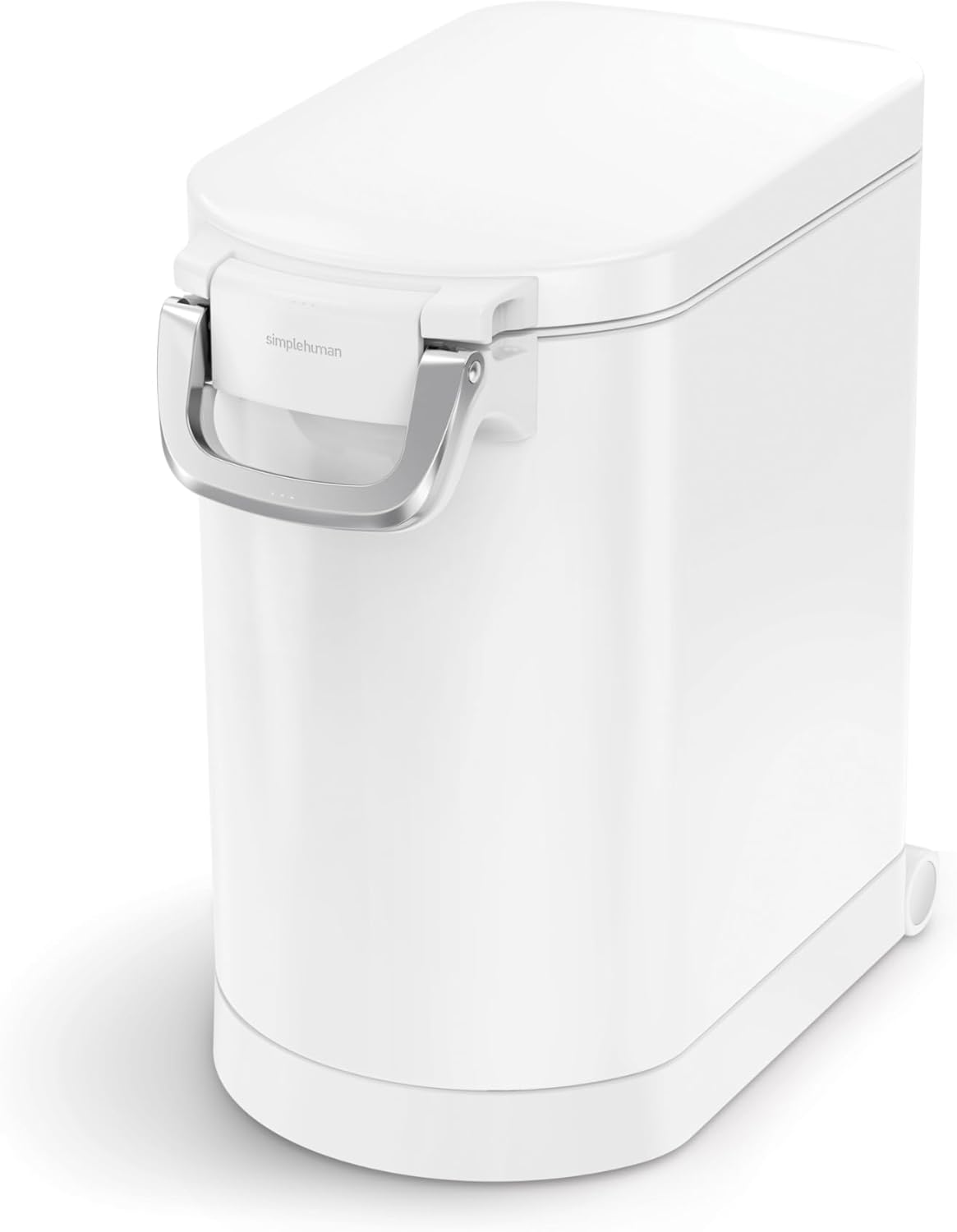 Airtight food‑safe storage container with silicone seal and magnetic measuring scoop, holds 11‑13 kg pet kibble or pantry staples for neat, fresh‑keeping household storage.