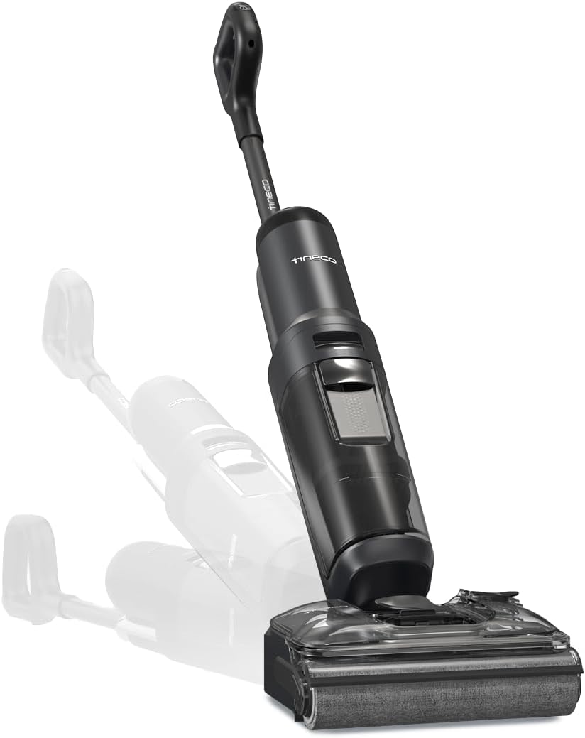 Smart cordless floor‑washer vacuum, stretch‑reach design, vacuums and mops hard floors in one pass for effortless household cleaning.