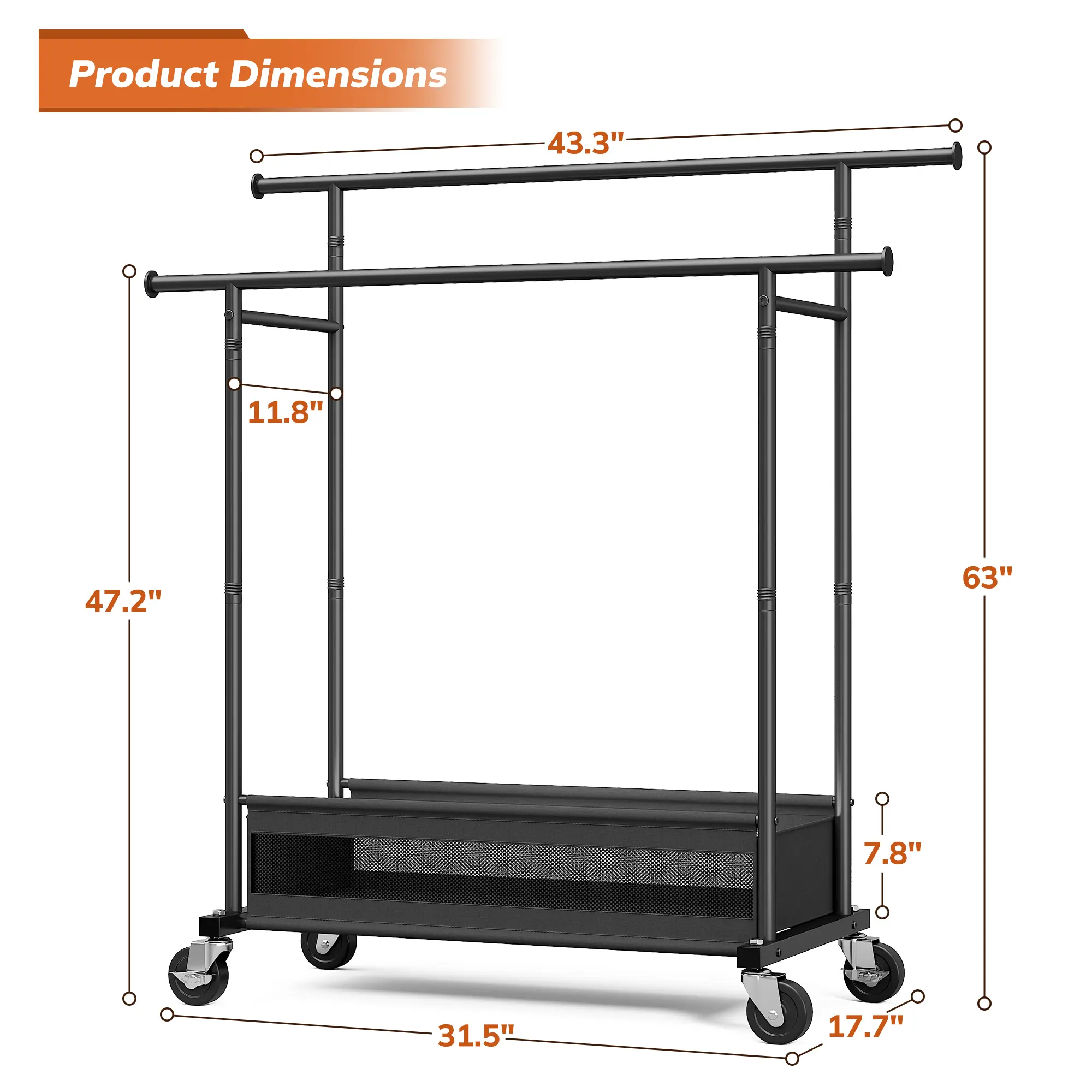 Heavy Duty Clothing Rack with Wheels