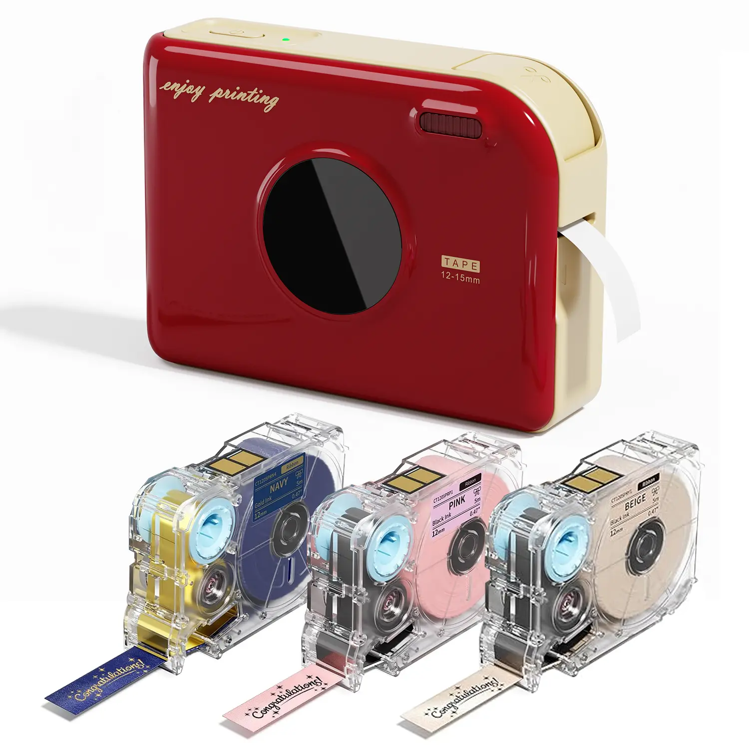 Bluetooth Inkless Thermal Ribbon Printer, Mini Label Maker Machine with Waterproof Labels, for Wedding Bouquets, Party Favors, Fabric Tags, DIY Crafts & Back‑to‑School Supplies, Compatible with Phone & PC