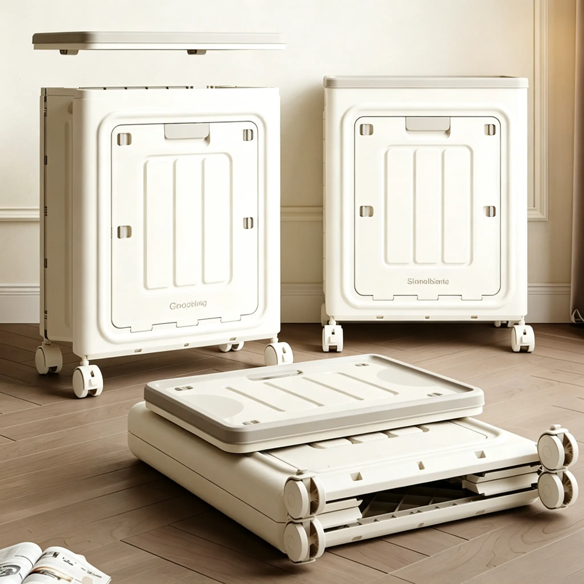 Waterproof Rectangular Rolling Hamper Laundry Basket, 19.29x13.78x24.8 in