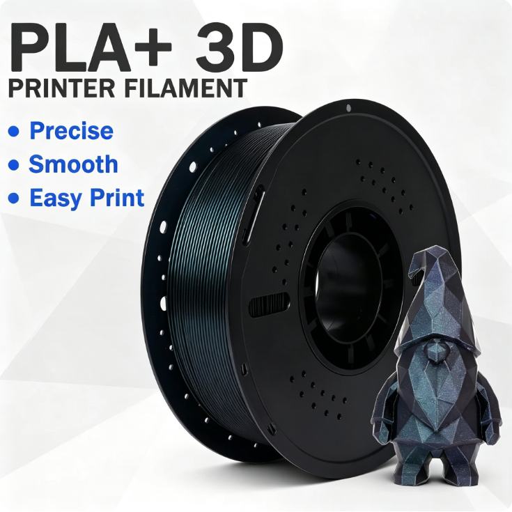 PLA+ 3D Printing Filament, 1.75mm 4-Color Gradient Filament, 2KG Tangle-Free Printing Material for FDM 3D Printers