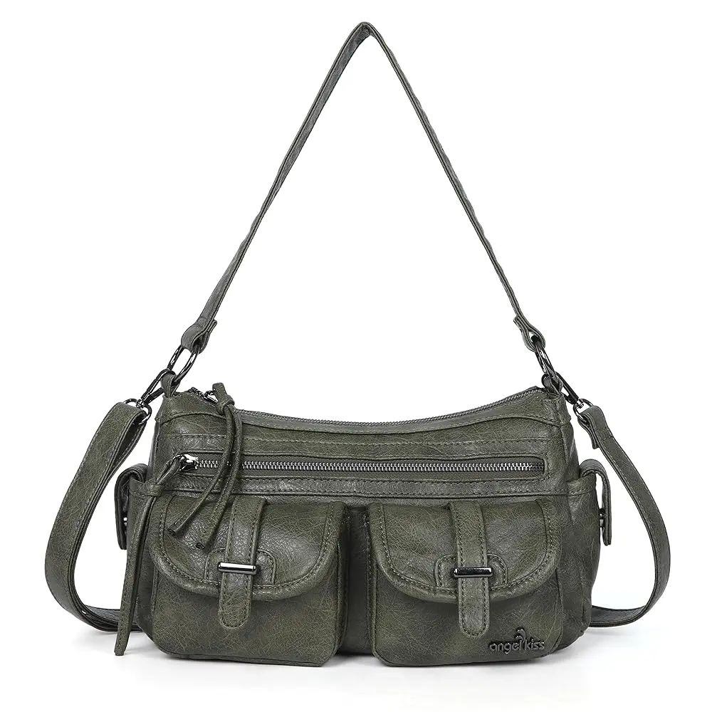 Women's Hobo Cross‑Body Bag, Casual Vegan Leather Shoulder Handbag with Adjustable Strap & Multiple Pockets for Daily Use