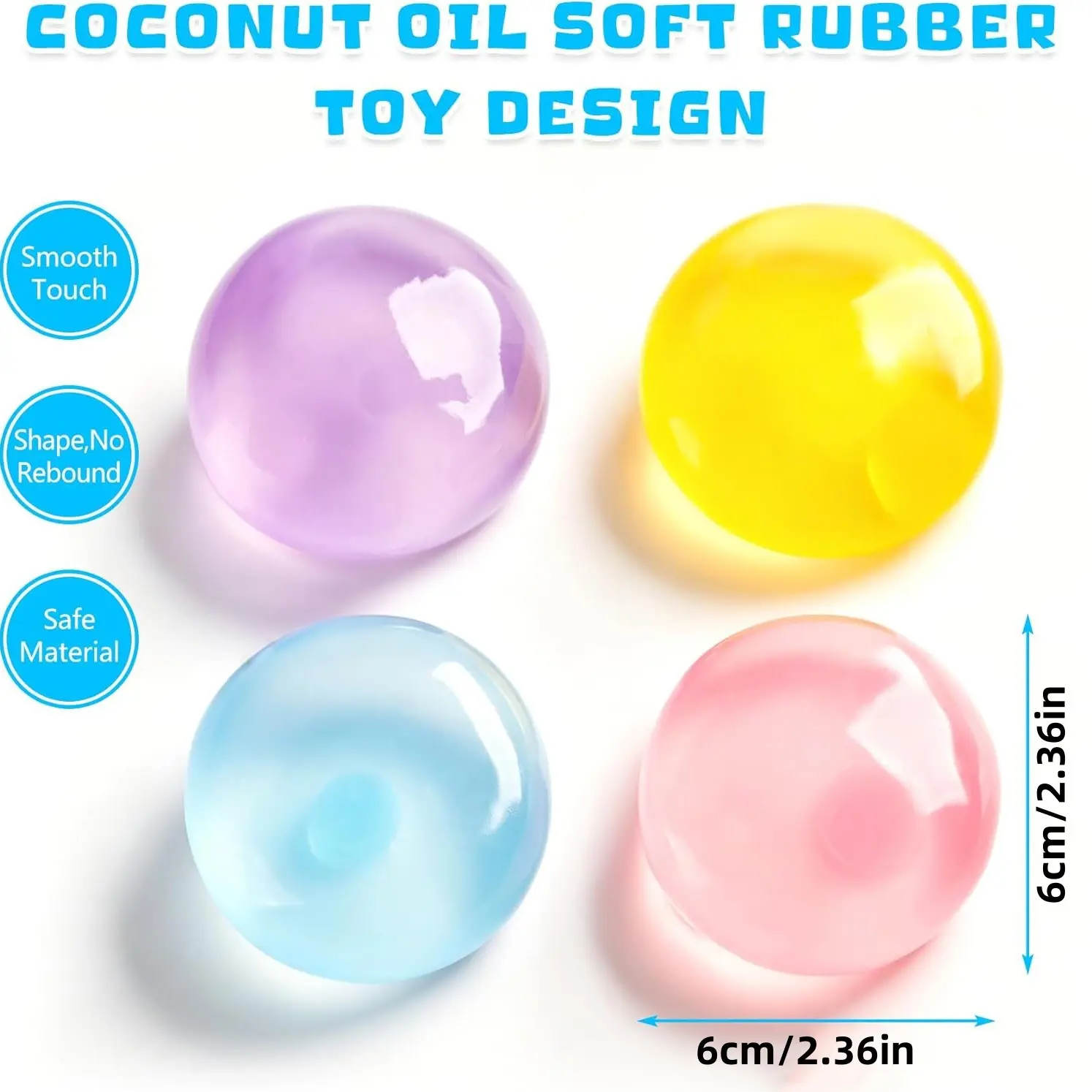 1 Count Coconut Oil Squishy Stress Ball,Shapeable No Rebound Stress Relief Ball Coconut Oil Handmade Squeezing Ball, Anxiety Relief Toy, Fidget Toy