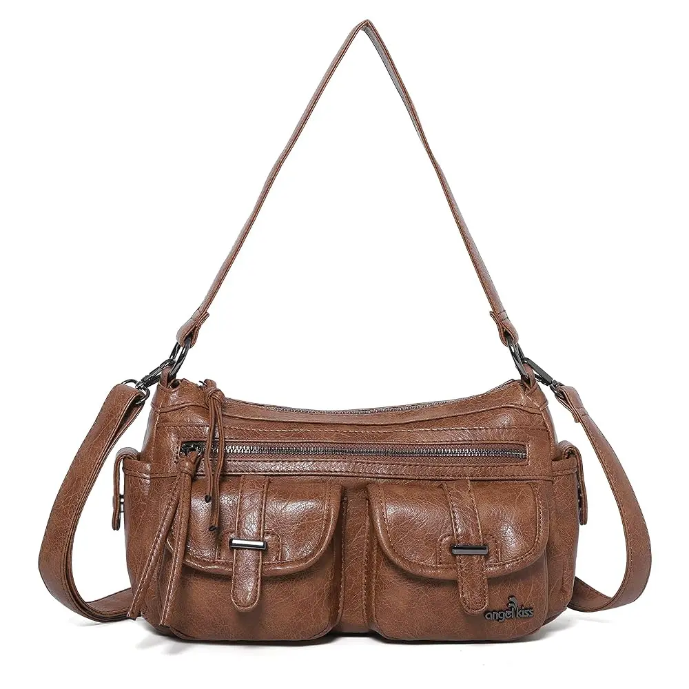 Women's Hobo Cross‑Body Bag, Casual Vegan Leather Shoulder Handbag with Adjustable Strap & Multiple Pockets for Daily Use