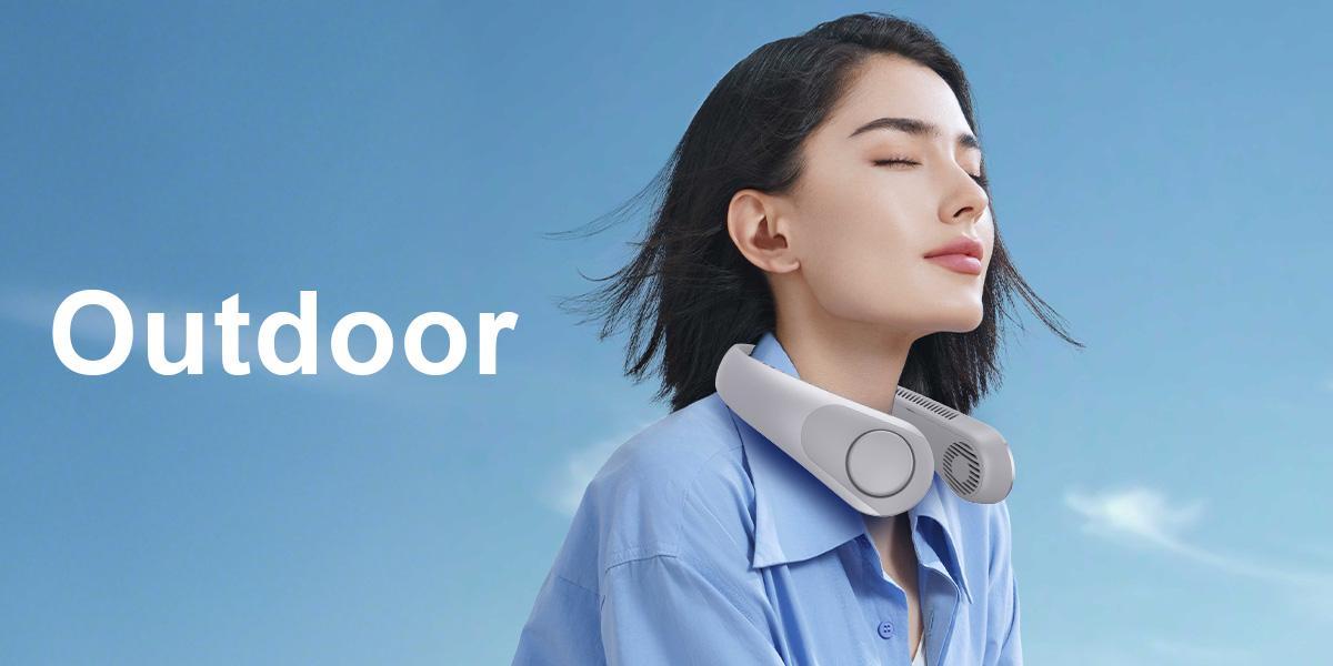 BEYYON Hands-Free Portable Neck Fan, 5-Speed, LED Display, 5000mAh Rechargeable Wearable Cooling Personal Fan, Neck Support, Bladeless Neck Air Conditioner, Summer Gifts for Women/Men