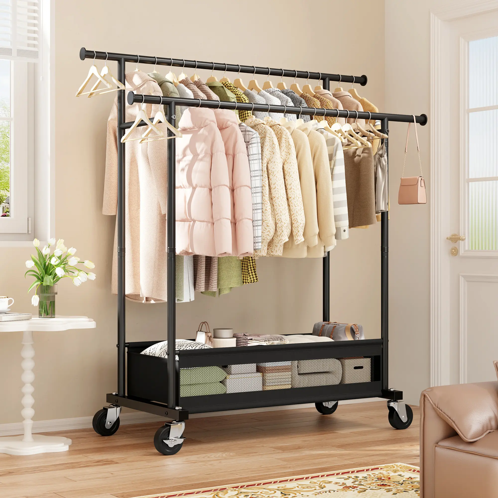 Heavy Duty Clothing Rack with Wheels