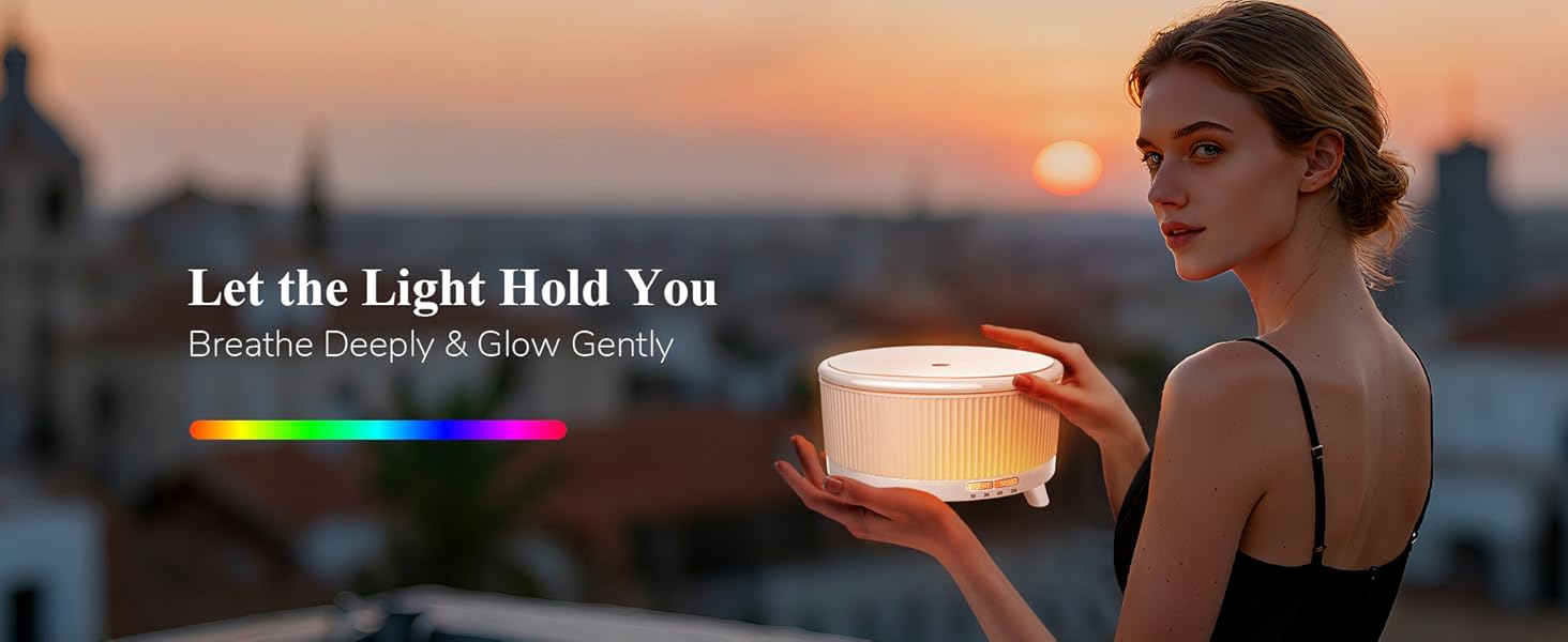 500ML Large Capacity Essential Oil Diffuser, Ultrasonic Aromatherapy Diffuser with 7 Color LED Lights with Remote Control, Cool Mist Humidifier, Timed Mist, Auto Shut-Off#Summervibes