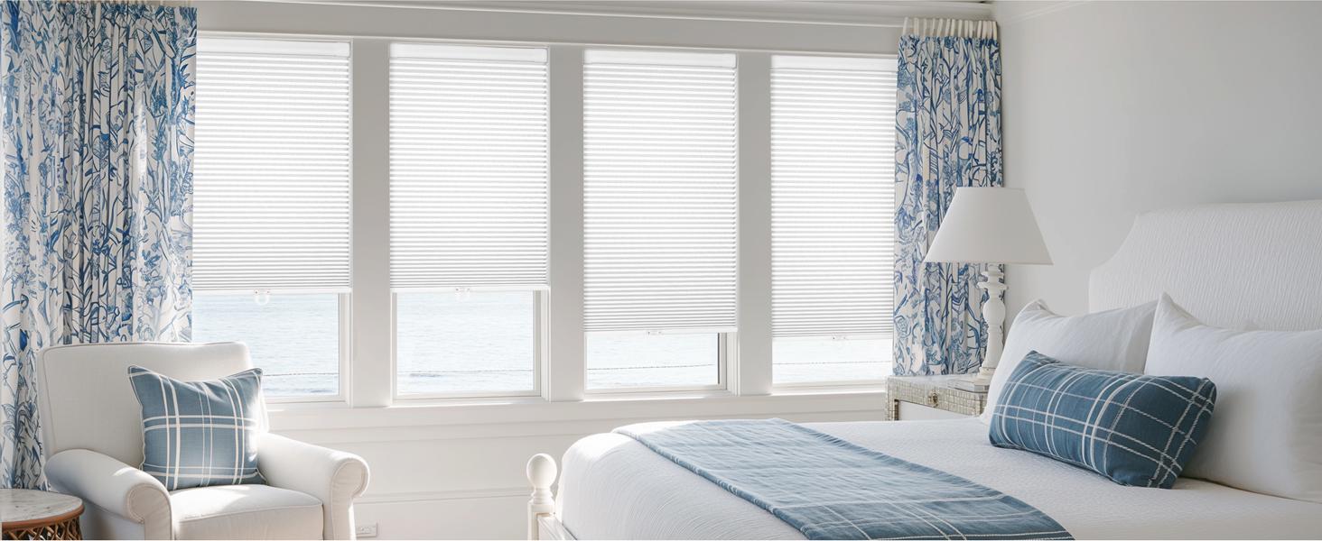 No Drill Cordless Cellular Shades - Easy Install Honeycomb Blinds for Windows, 20'' W x 48'' H, White Home & Kitchen