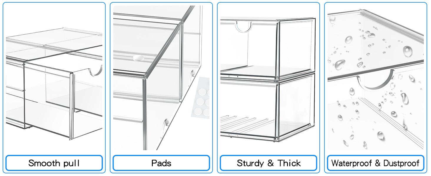 13 Drawer Clear Acrylic Organizer, Storage Organizer for Bathroom Vanity, Makeup, Kitchen Pantry, Countertop and Home Organization