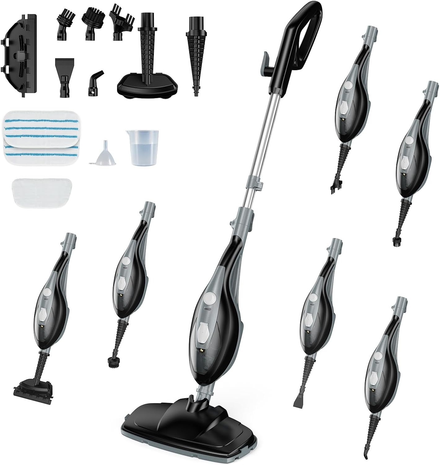 Cnmcld 14‑in‑1 Steam Mop, Detachable Handheld Steam Cleaner with 2 Washable Pads, 16.4 FT Cord, Multi‑Purpose Steamer for Hardwood, Tile, Grout, Carpet and Clothes