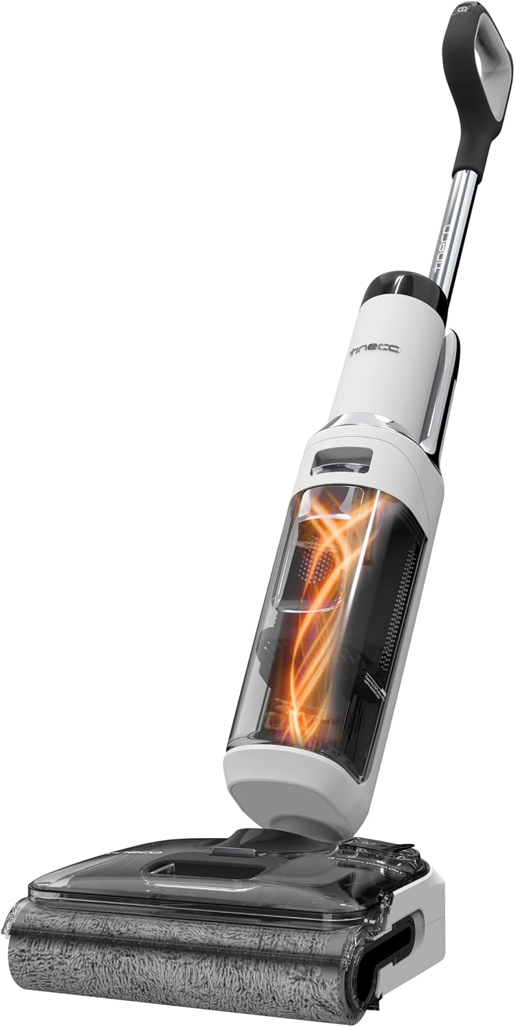 Smart cordless floor‑washer vacuum, stretch‑reach design, vacuums and mops hard floors in one pass for effortless household cleaning.