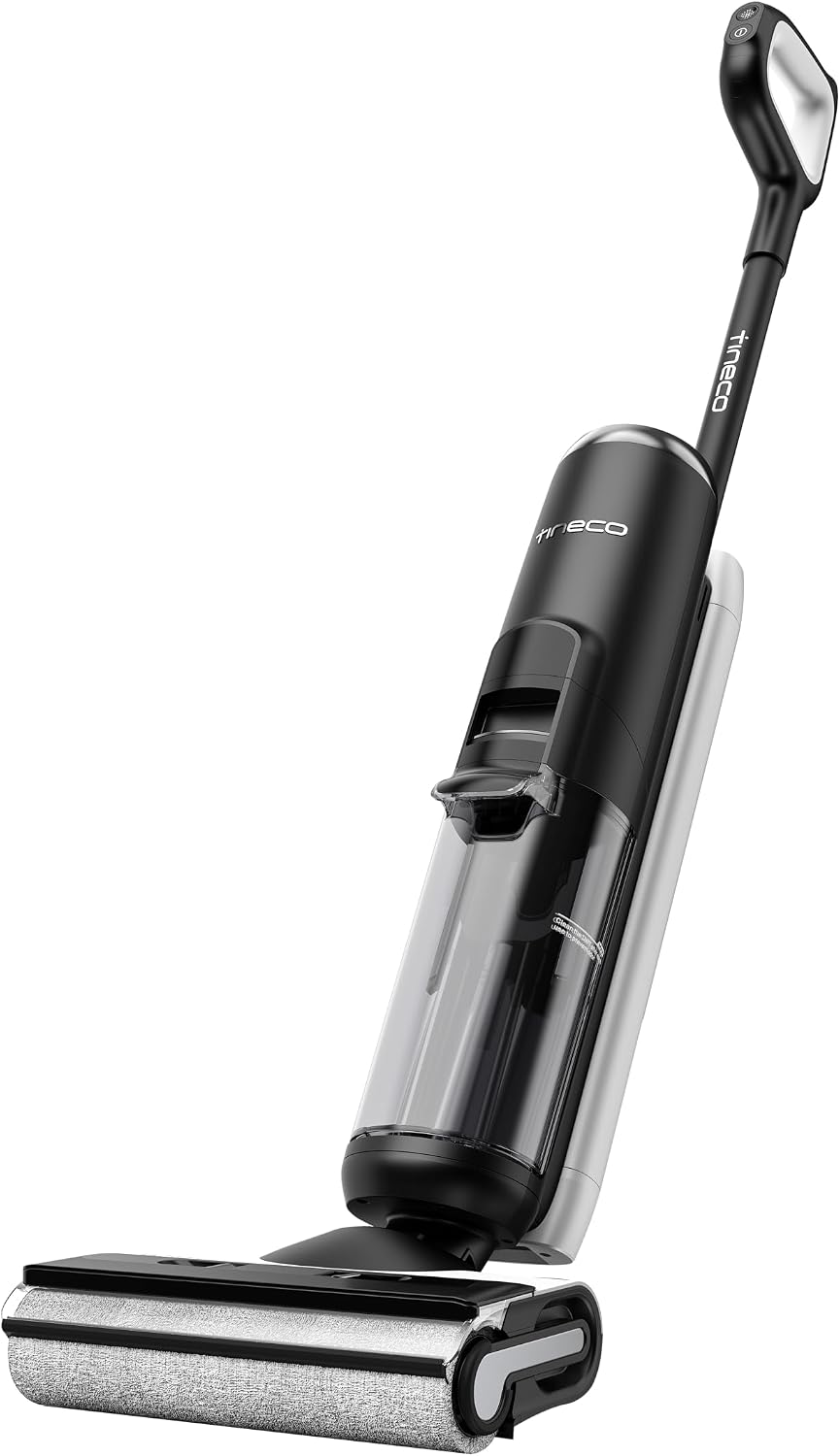 Smart cordless floor‑washer vacuum, stretch‑reach design, vacuums and mops hard floors in one pass for effortless household cleaning.