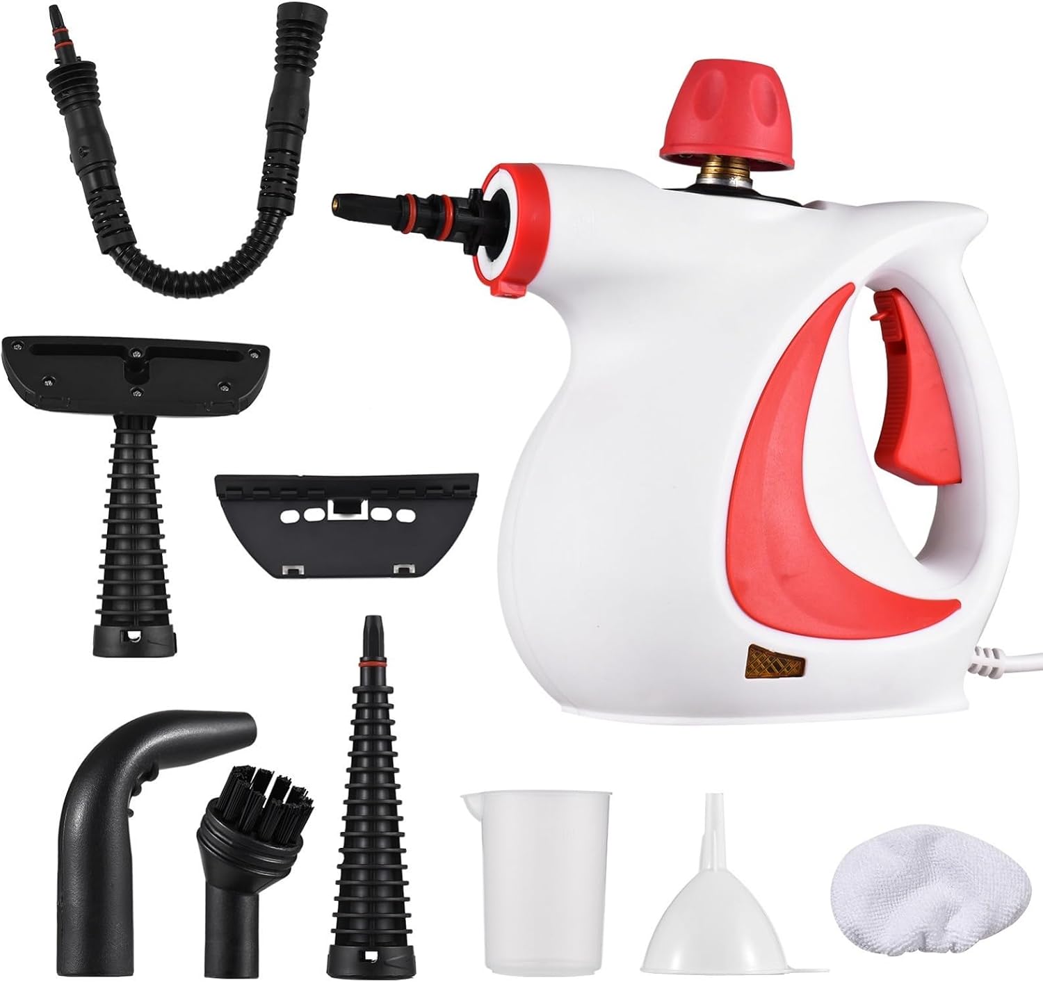 Powerful handheld steam cleaner delivering 3.0 bar 135°C high‑pressure steam, supplied with 9 accessories, perfect for kitchens, bathrooms, cars and furniture. 