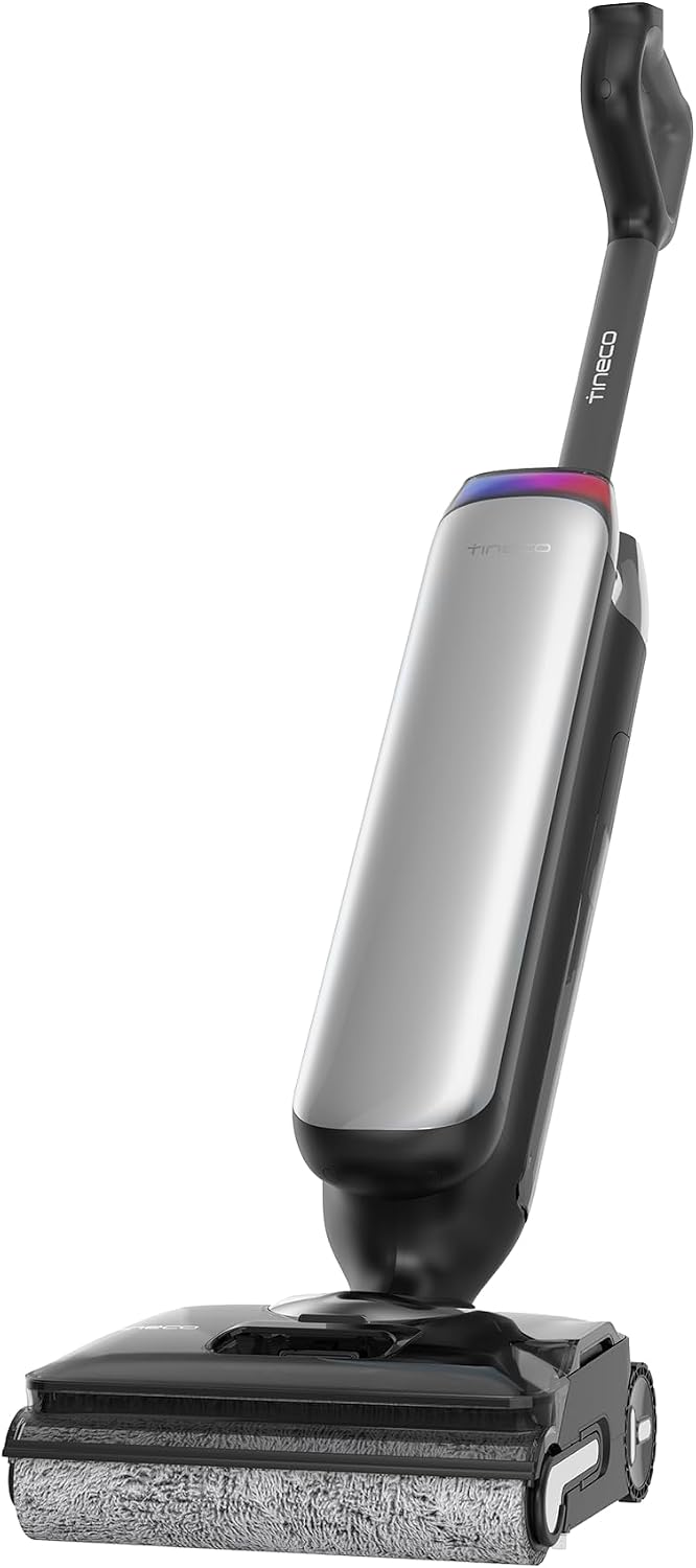 Smart cordless floor‑washer vacuum, stretch‑reach design, vacuums and mops hard floors in one pass for effortless household cleaning.
