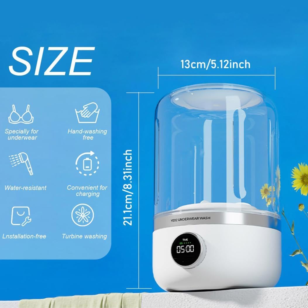 4000mAh rechargeable 1.2L portable mini automatic washing machine, perfect for underwear & socks when travelling or camping.