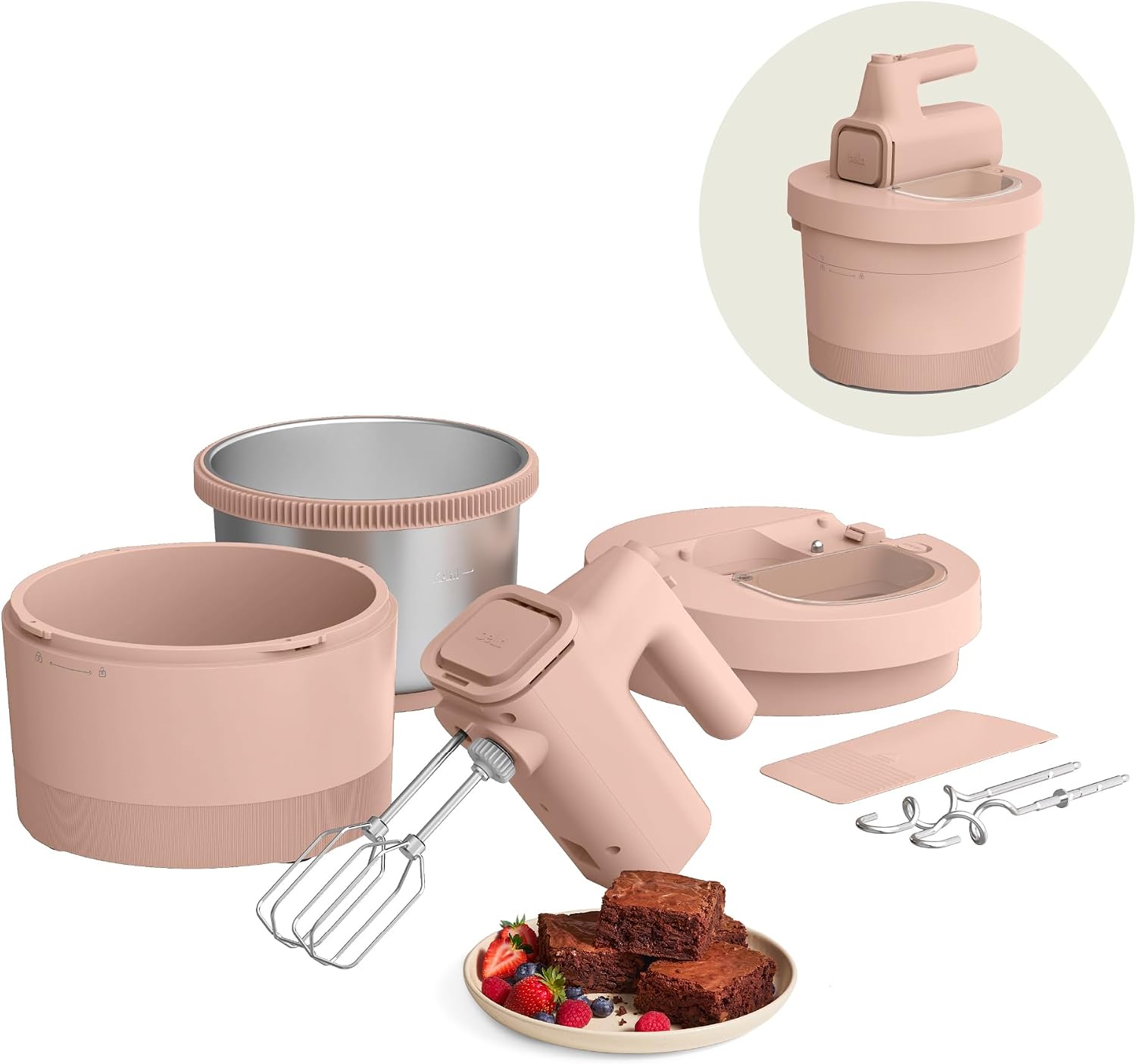 2‑in‑1 Hand Blender & Stand Mixer, 3.5 Qt Electric Mixer with Bowl, Dough Hook, Whisk & Egg Beater, 200W Multifunctional Mixer for Home Baking