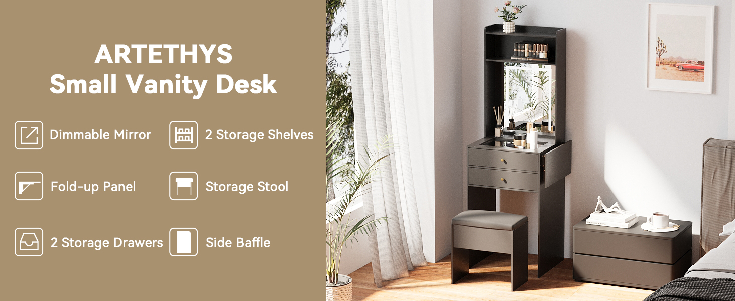 ARTETHYS Black Vanity for Small Space