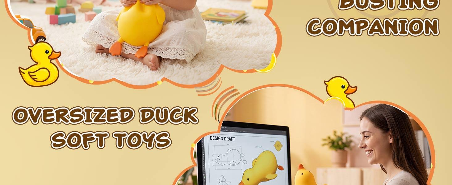 Duck Squishy, Jumbo Squishy Duck Giant Big Realistic Moldable Soft Squishys Slow Rising Stress Ball for Anxiety Stress Party Favor for Adults