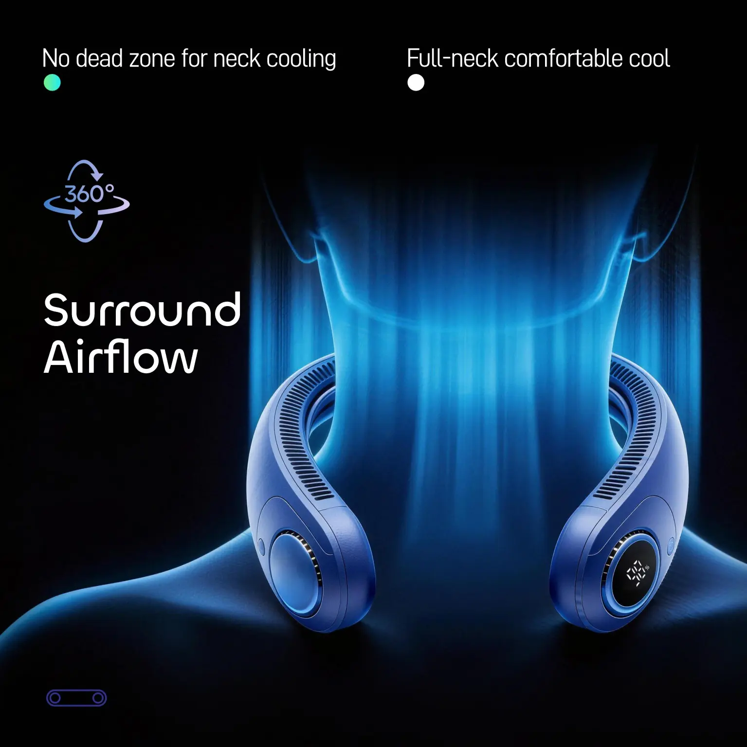 Hands-Free Portable Neck Fan, 5-Speed, LED Display, 5000mAh Rechargeable Wearable Cooling Personal Fan, Neck Support, Bladeless Neck Air Conditioner, Summer Gifts for Women/Men