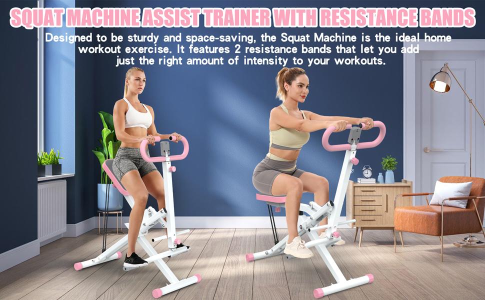 SAYGOGO Squat Workout Machine for Home Fitness, Rodeo Core Exercise Machine, 260lbs Foldable Adjustable 4 Resistance Bands,Ride & Rowing Machine for Botty Glutes Butt Thighs,Ab Back/Leg Press Hip Thrust