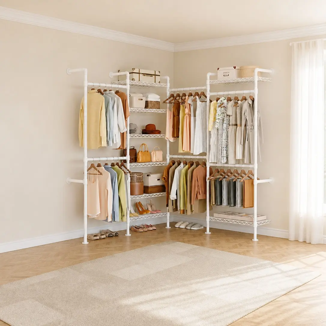 Wall Mounted Closet System, Industrial Pipe Rack
