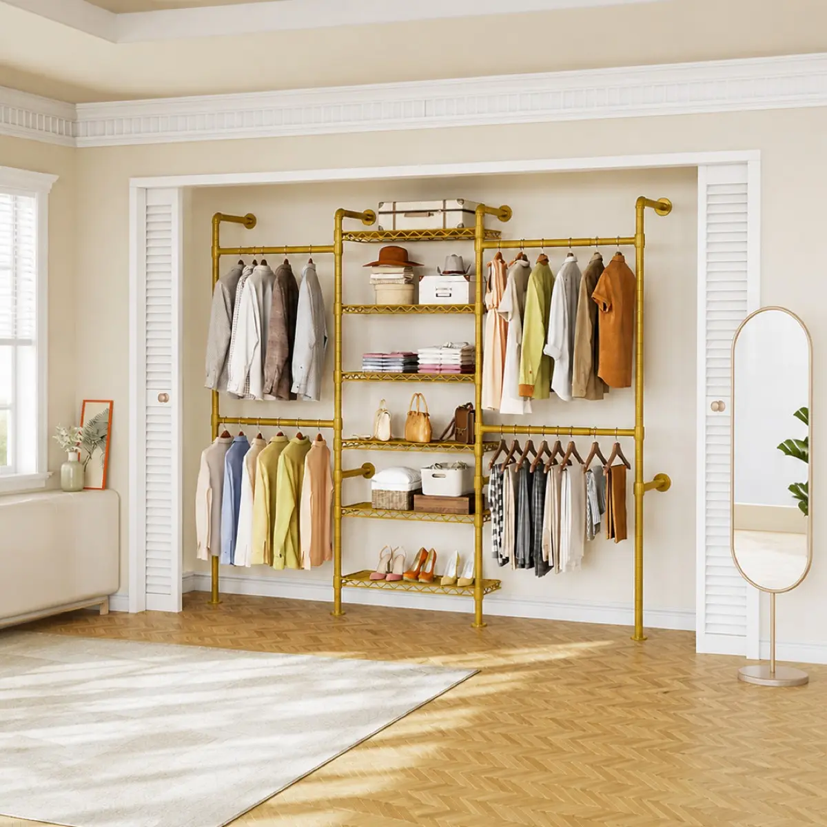 Wall Mounted Closet System, Industrial Pipe Rack