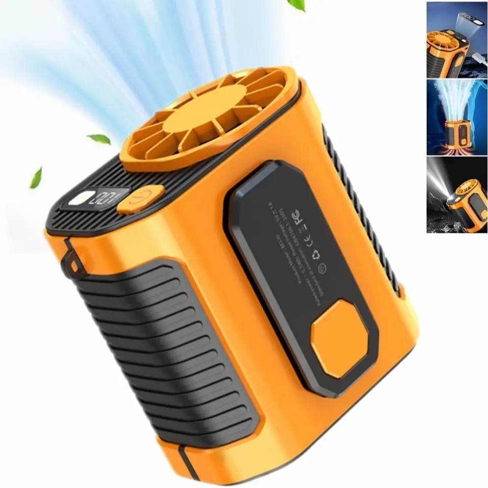 Personal Portable Waist Clip Fan,Rechargeable 5000mAh Battery Power bank,10Speeds Strong Airflow,LED Light,up to 8H of Working Time,Hands-Free Hanging Neck Fan,Wearable Belt Fan for Camping,Outdoor,Jobsite,Farms,Fishing #SummerWins #DealsForYouDays