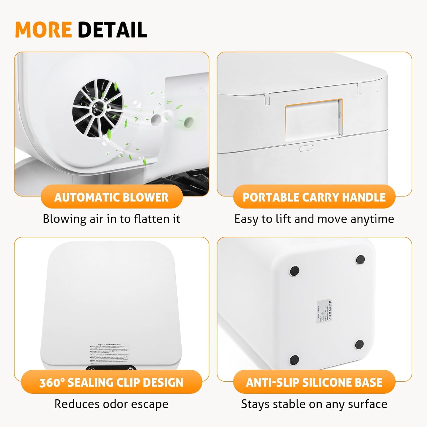 Automatic 8 Gallon Motion Sensor Trash Can Smart Self Sealing 30L