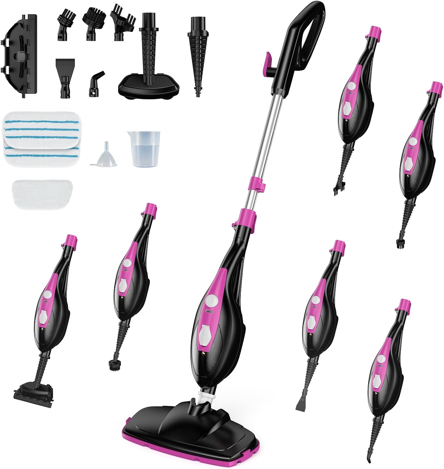 Cnmcld 14‑in‑1 Steam Mop, Detachable Handheld Steam Cleaner with 2 Washable Pads, 16.4 FT Cord, Multi‑Purpose Steamer for Hardwood, Tile, Grout, Carpet and Clothes