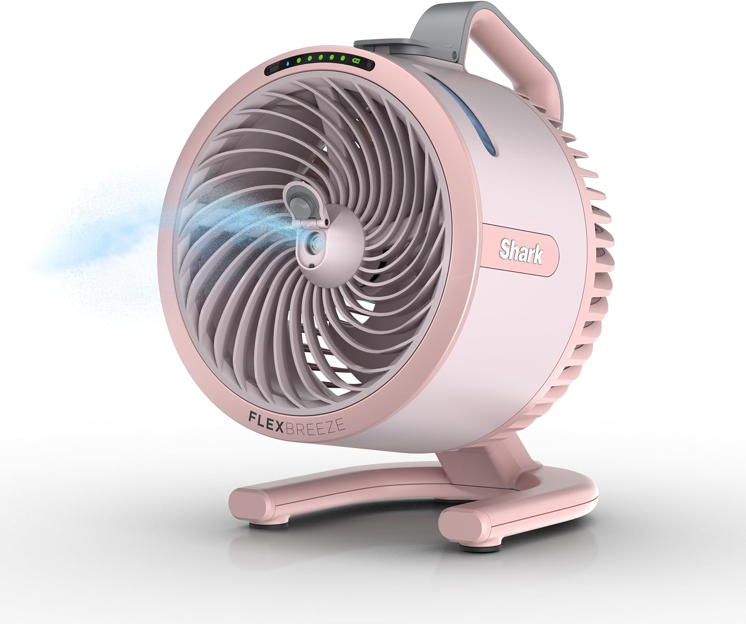 Compact evaporative mist table fan, 5‑speed, corded/cord‑less, long‑runtime for indoor and outdoor cooling. 
