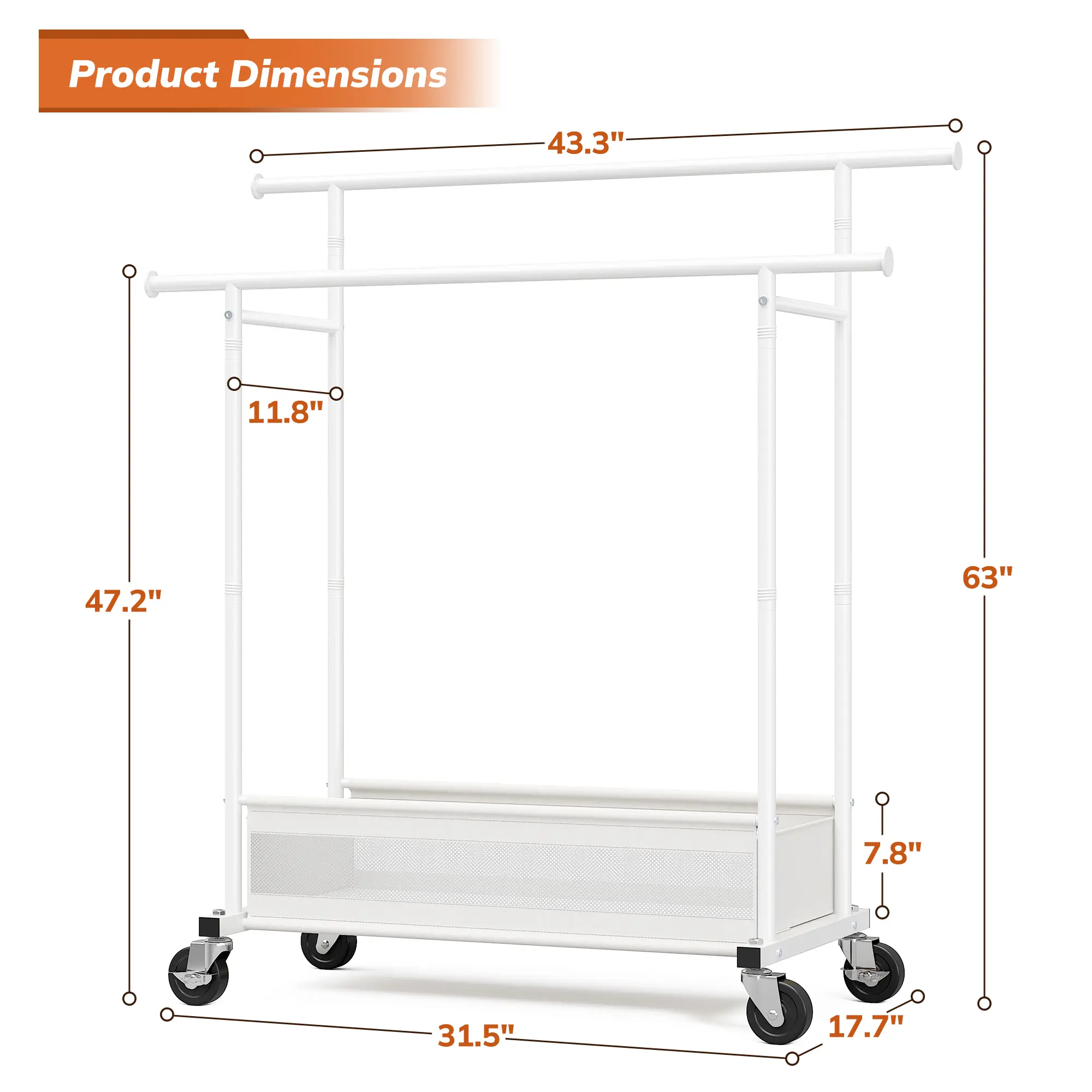 Heavy Duty Clothing Rack with Wheels