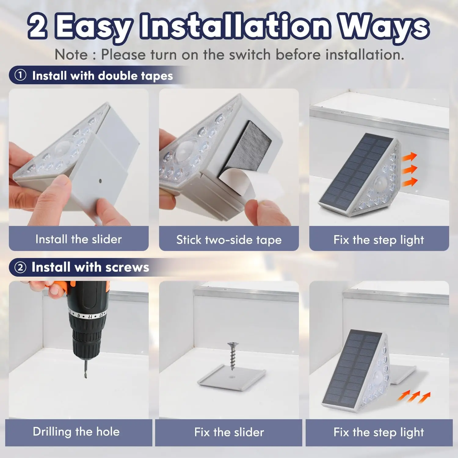 Solar Step Lights 6 Pack, Outdoor Stair Lights Waterproof IP67 with Auto On/Off - 3000K Warm White for Steps, Stairs, Deck, Patio, Yard, Porch, Garden, Sidewalk, Front Door