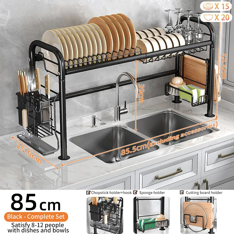 Over Sink Dish Drying Rack Kitchen Organizer 2-Tier Space Saver