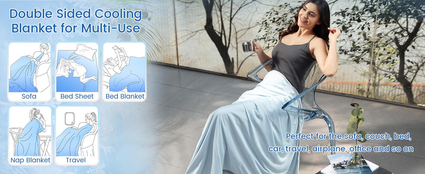 【Summer Sale】PHF Double Cooling Blanket for Hot Sleepers, Arc-Chill Q-Max>0.5 with Double Cooling, Lightweight Summer Blanket Absorbs Heat to Keep Cool All Night for Night Sweats