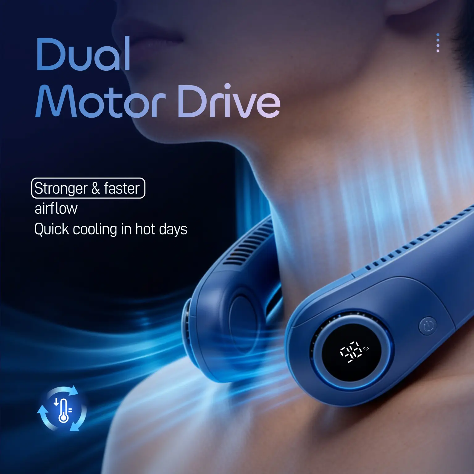 Hands-Free Portable Neck Fan, 5-Speed, LED Display, 5000mAh Rechargeable Wearable Cooling Personal Fan, Neck Support, Bladeless Neck Air Conditioner, Summer Gifts for Women/Men