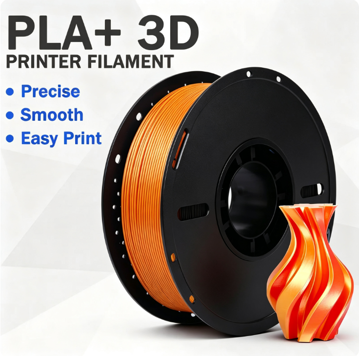 PLA+ 3D Printing Filament, 1.75mm 4-Color Gradient Filament, 2KG Tangle-Free Printing Material for FDM 3D Printers