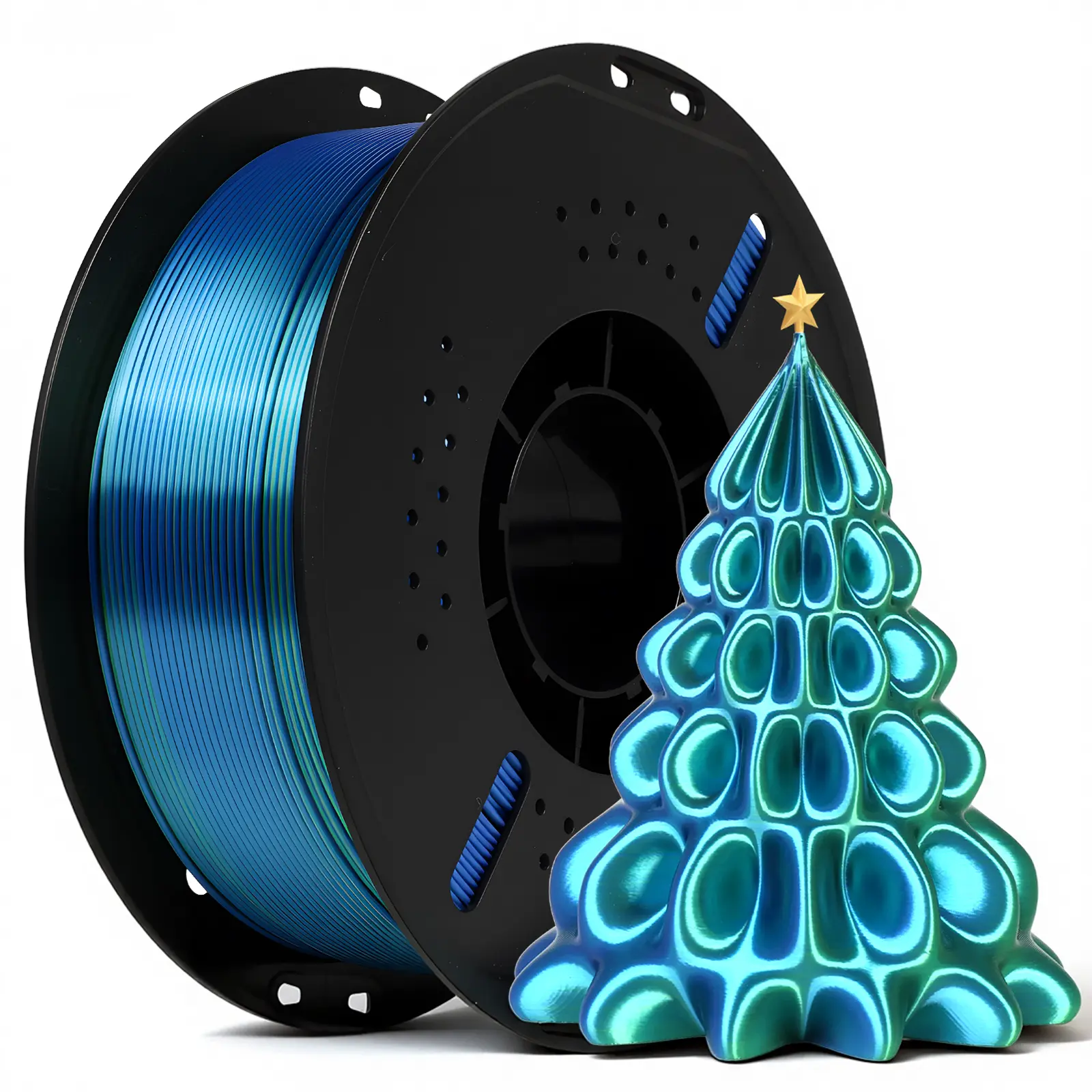 PLA+ 3D Printing Filament, 1.75mm 4-Color Gradient Filament, 2KG Tangle-Free Printing Material for FDM 3D Printers