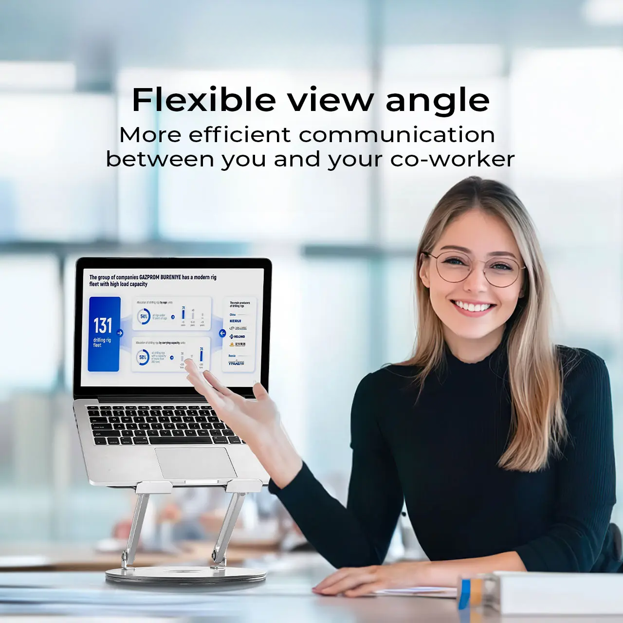 【360° Rotating Laptop Stand】Adjustable Foldable Aluminum Laptop Stand, 2-in-1 Multifunctional Laptop Stand Hub for Gaming laptop & Mobile stand,Gray