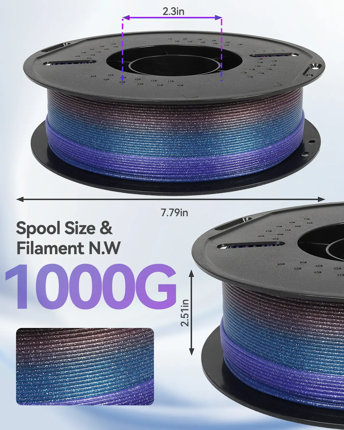 PLA+ 3D Printing Filament 1.75mm Gradient Color 1KG for FDM Printers