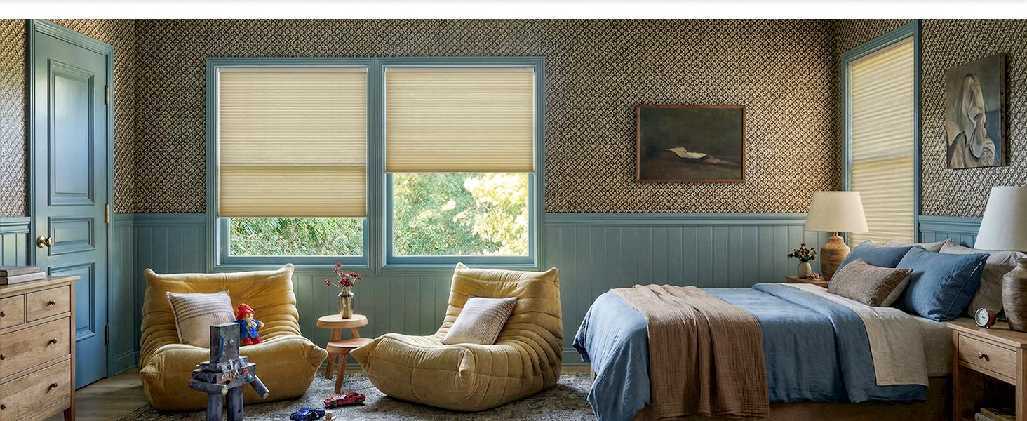 No Drill Cordless Cellular Shades - Easy Install Honeycomb Blinds for Windows, 20'' W x 48'' H, White Home & Kitchen