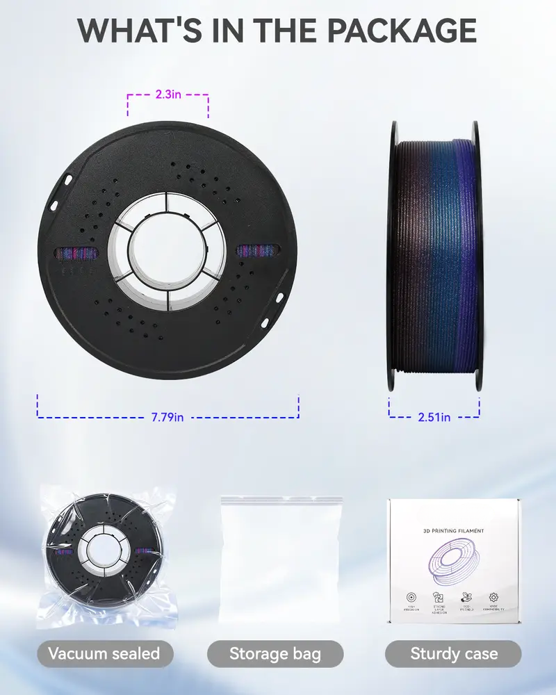 PLA+ 3D Printing Filament, 1.75mm 4-Color Gradient Filament, 2KG Tangle-Free Printing Material for FDM 3D Printers