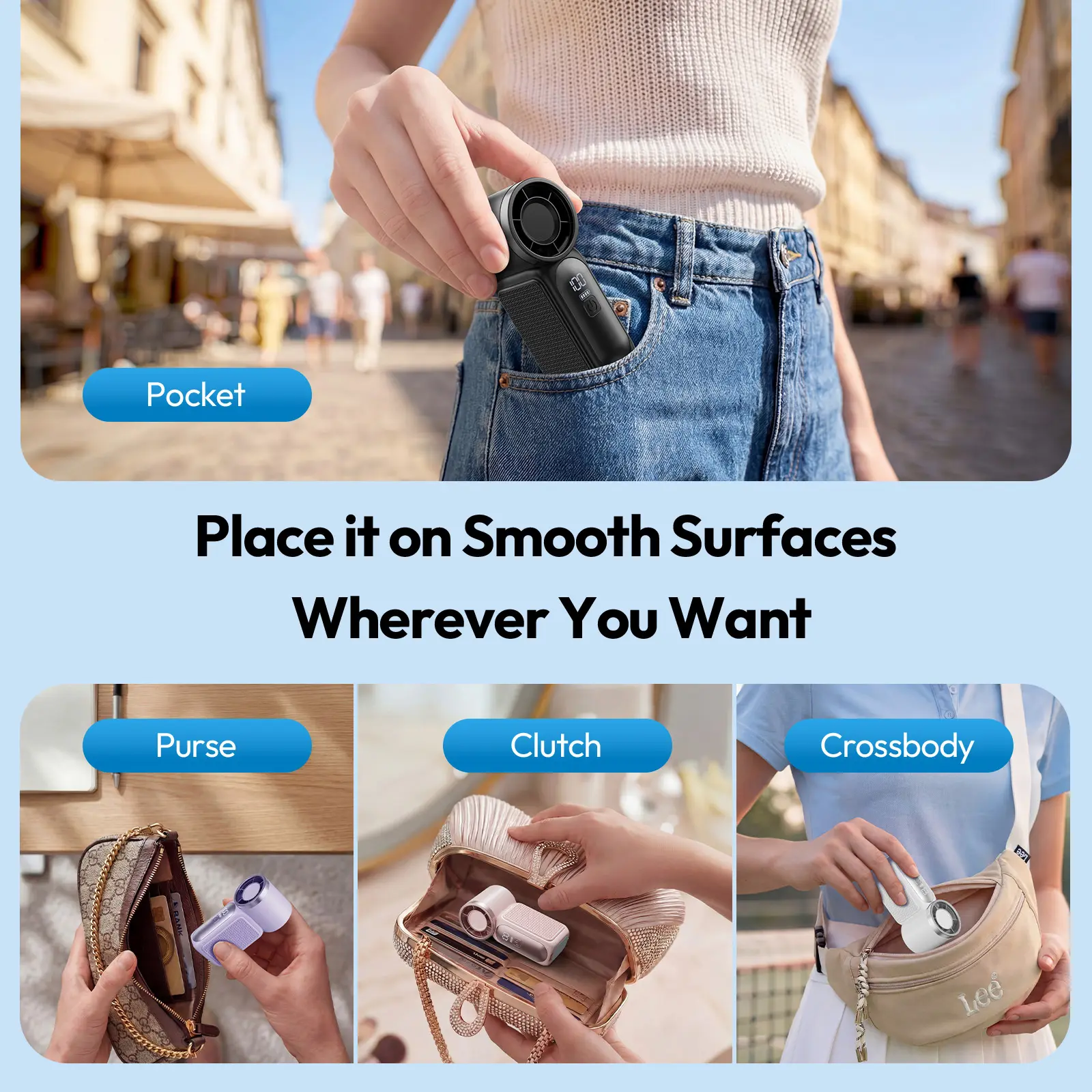 [15H Long Battery Life | 1-100 Speed Turbo] HF-18 Super Mini Handheld Fan, Portable Pocket Fan with Digital Display for Eyelash & Makeup Drying, Hot Flashes, USB Rechargeable Travel Accessory, Gift tiktokshopbacktoschool