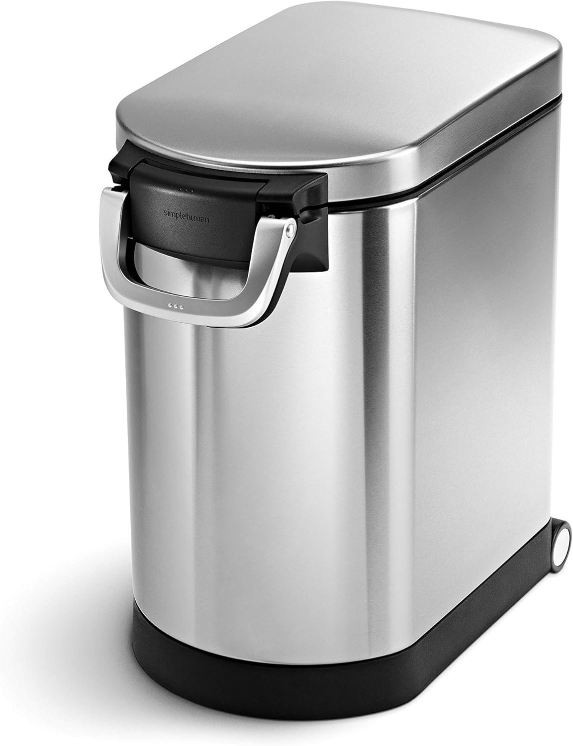 Airtight food‑safe storage container with silicone seal and magnetic measuring scoop, holds 11‑13 kg pet kibble or pantry staples for neat, fresh‑keeping household storage.