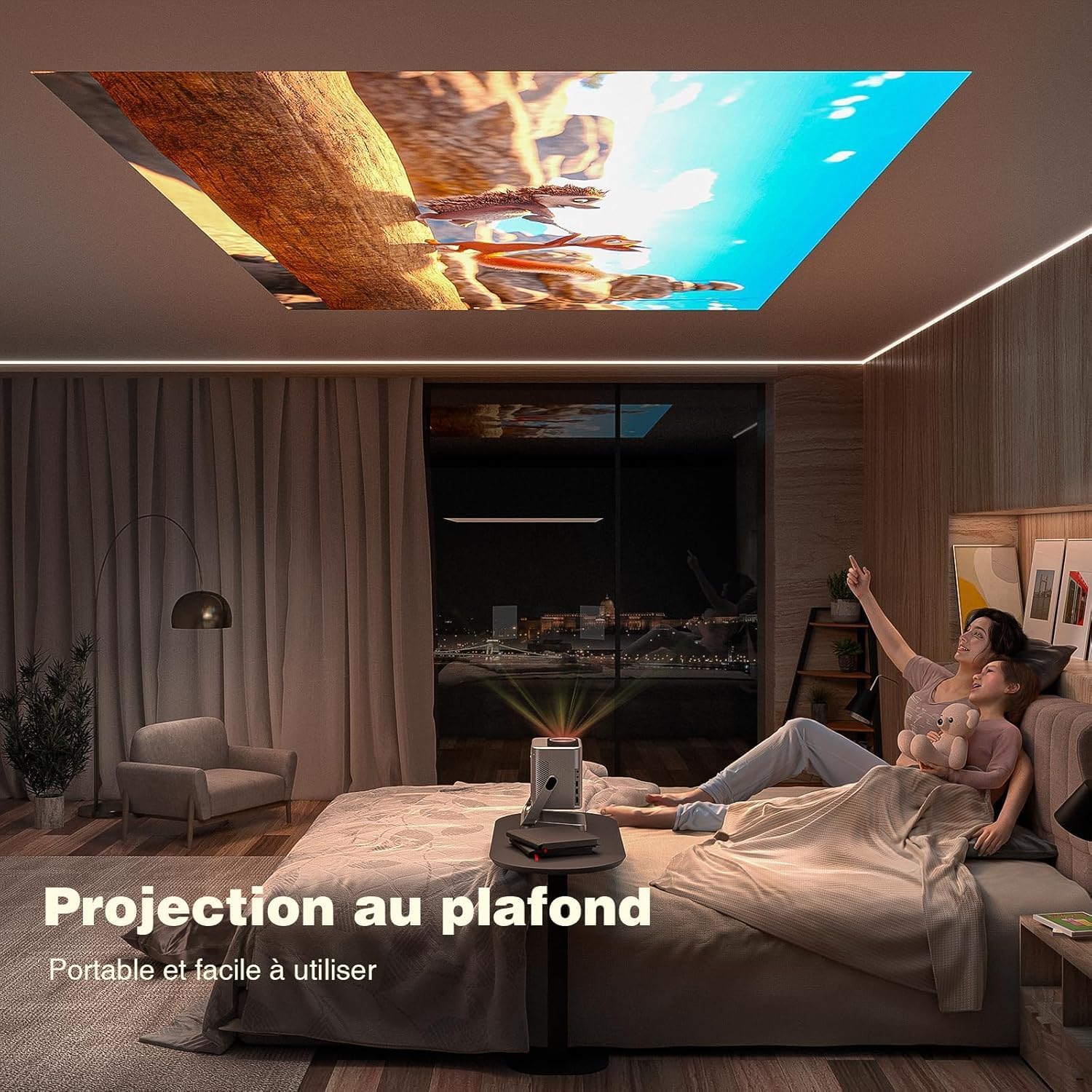 4K Video Projector, [Officially Certified App & DoIby Audio] VOPLLS 30000 Lumens Auto Focus/Keystone Video Projector, FHD 1080P Portable Projector WiFi Bluetooth/Home Theater/Phone