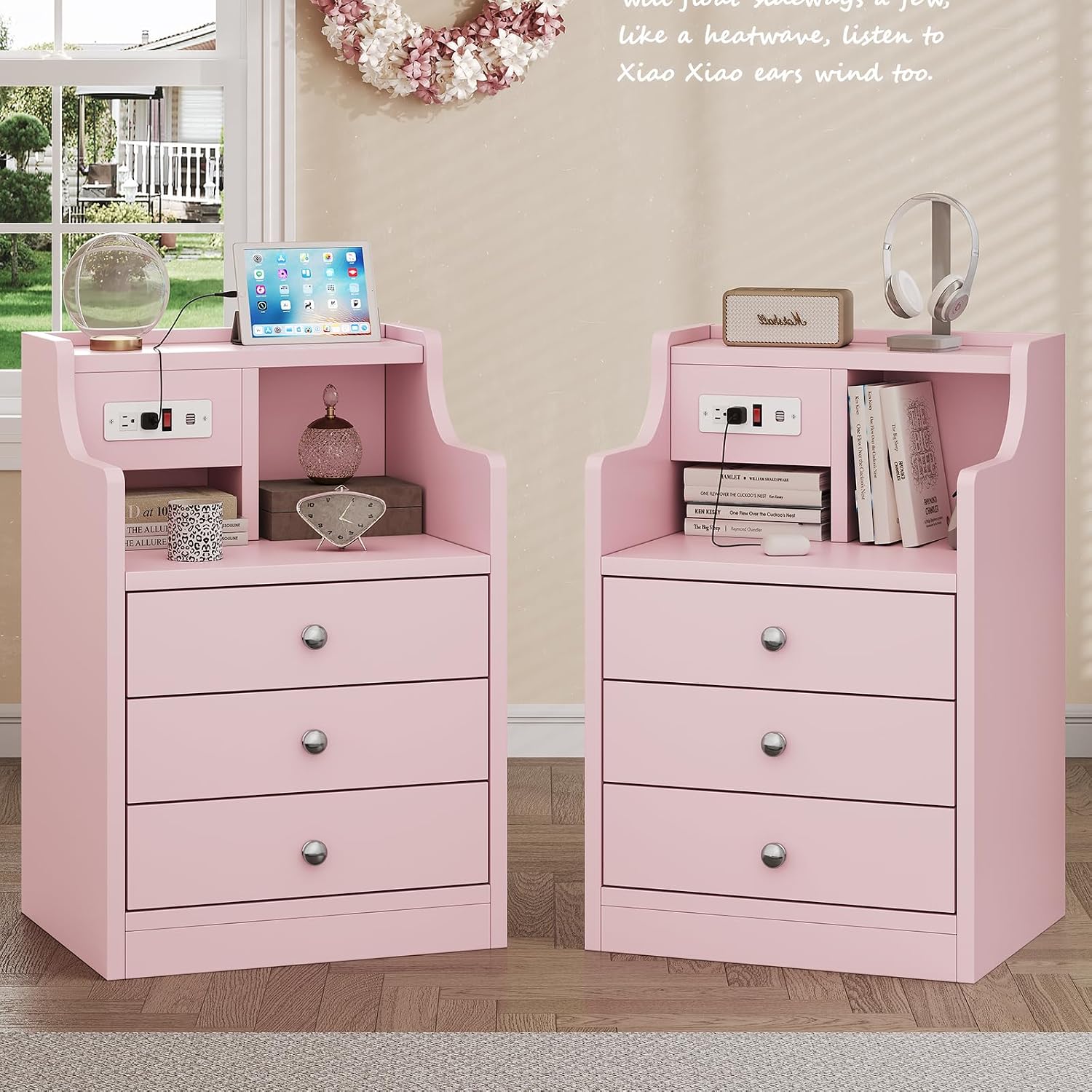This multi‑drawer bedside cabinet with built‑in USB and mains charging ports is sturdily built, space‑saving and versatile for bedrooms and living‑room spaces.