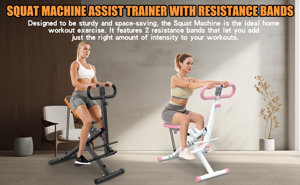 SAYGOGO Squat Workout Machine for Home Fitness, Rodeo Core Exercise Machine, 260lbs Foldable Adjustable 4 Resistance Bands,Ride & Rowing Machine for Botty Glutes Butt Thighs,Ab Back/Leg Press Hip Thrust